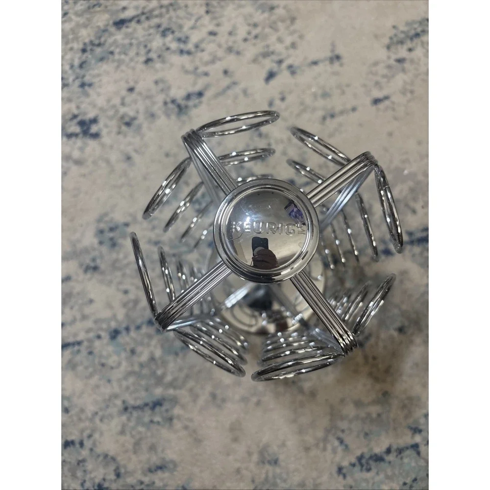 K Cups Keurig Holder, K Cup Carousel, Coffee Pods, metal silver, holds 36 pods